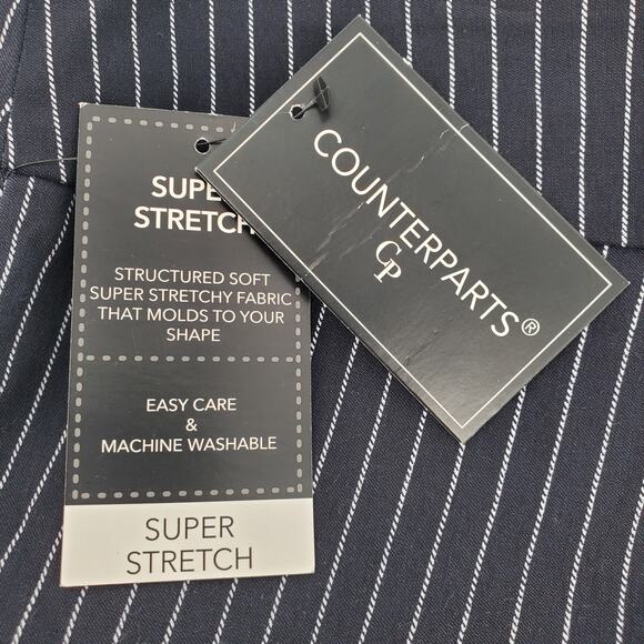 Counterparts Womens‎ 14 Super Stretch High Rise Navy White Pinstripe Pants New - Picture 5 of 8